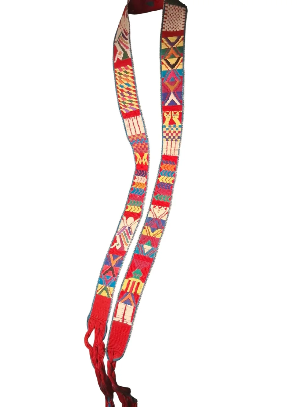 Handwoven Red Multicolor Ethnic Sash Belt